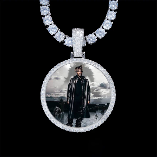 925S & VVS Moissanite 3D Circle Custom Picture Pendant