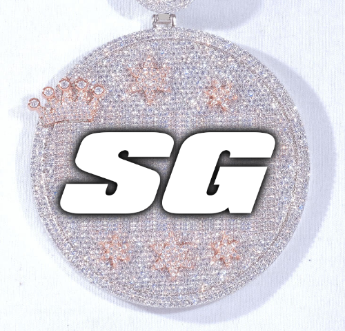 CUSTOM LETTER NECKLACE 3D BIG CROWN DISC
