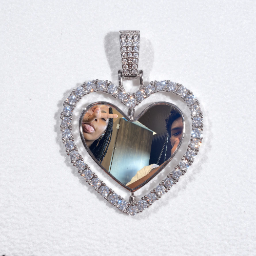 3D Spinning 2-Faced Heart Custom Picture Pendant