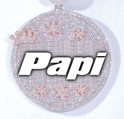 CUSTOM LETTER NECKLACE 3D BIG CROWN DISC
