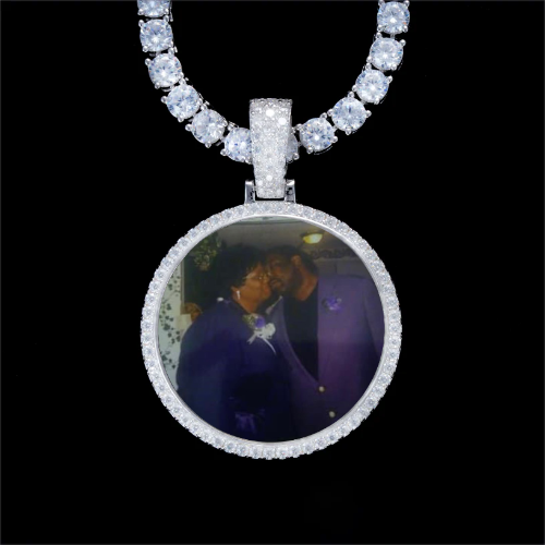 925S & VVS Moissanite 3D Circle Custom Picture Pendant