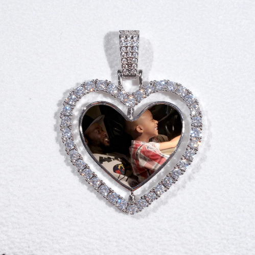 3D Spinning 2-Faced Heart Custom Picture Pendant