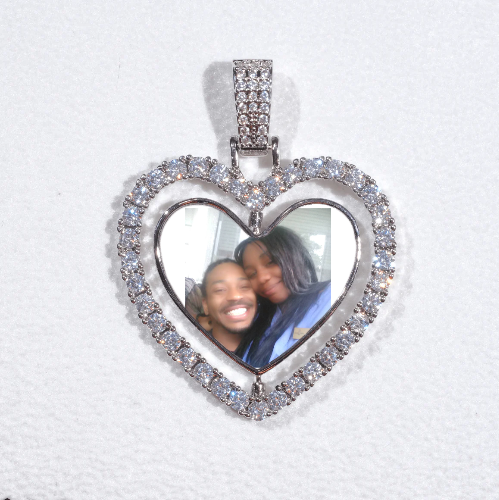 3D Spinning 2-Faced Heart Custom Picture Pendant