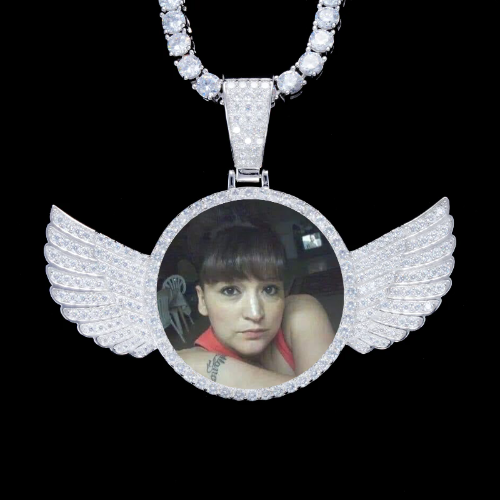 925S & VVS Moissanite 3D Wing Custom Picture Pendant
