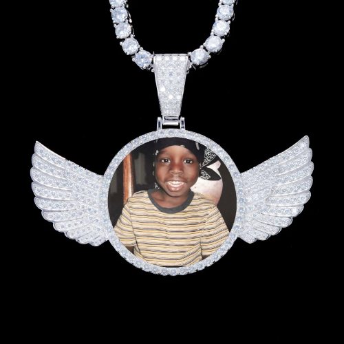 925S & VVS Moissanite 3D Wing Custom Picture Pendant