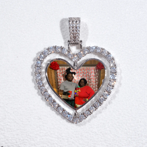 3D Spinning 2-Faced Heart Custom Picture Pendant