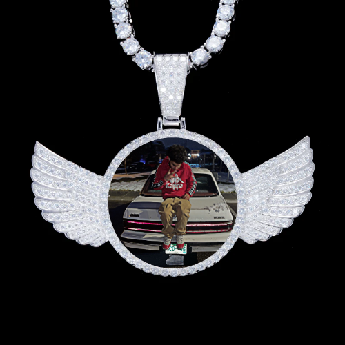 925S & VVS Moissanite 3D Wing Custom Picture Pendant