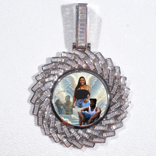 Large 3D Baguette Custom Picture Pendant