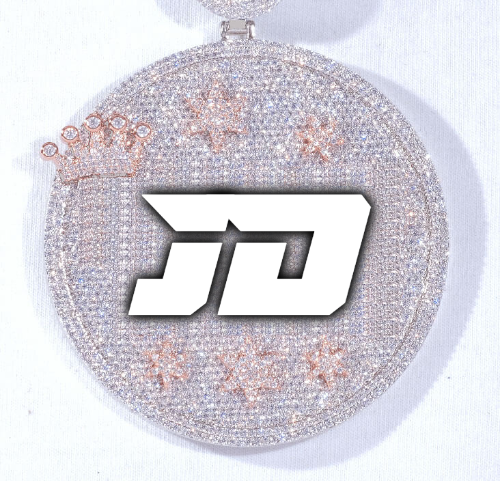 CUSTOM LETTER NECKLACE 3D BIG CROWN DISC