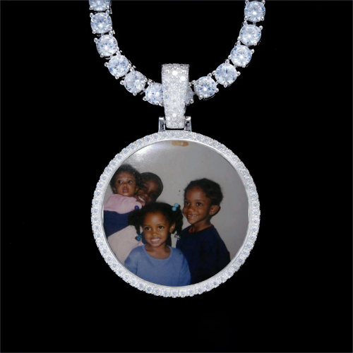 925S & VVS Moissanite 3D Circle Custom Picture Pendant