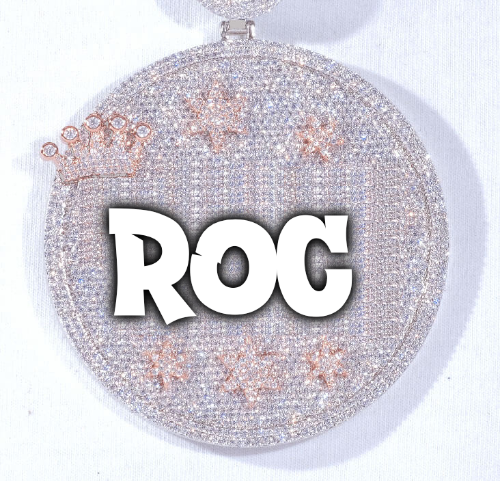 CUSTOM LETTER NECKLACE 3D BIG CROWN DISC