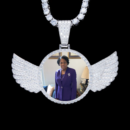925S & VVS Moissanite 3D Wing Custom Picture Pendant