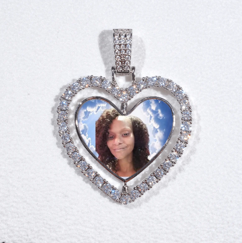3D Spinning 2-Faced Heart Custom Picture Pendant