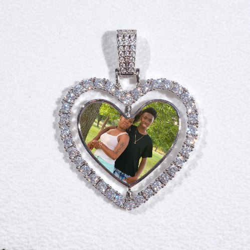 3D Spinning 2-Faced Heart Custom Picture Pendant