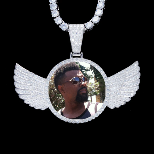 925S & VVS Moissanite 3D Wing Custom Picture Pendant