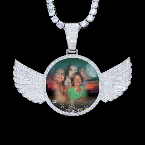 925S & VVS Moissanite 3D Wing Custom Picture Pendant