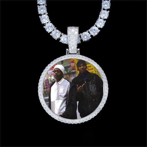925S & VVS Moissanite 3D Circle Custom Picture Pendant