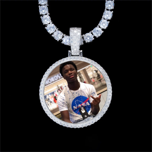 925S & VVS Moissanite 3D Circle Custom Picture Pendant