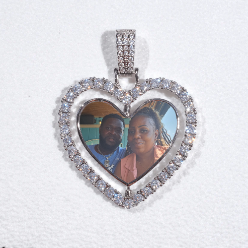 3D Spinning 2-Faced Heart Custom Picture Pendant
