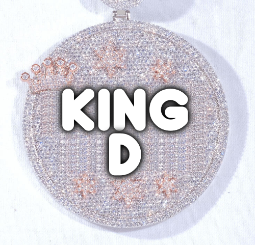 CUSTOM LETTER NECKLACE 3D BIG CROWN DISC
