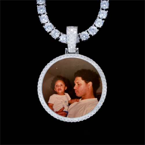 925S & VVS Moissanite 3D Circle Custom Picture Pendant