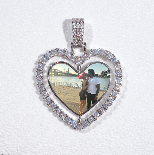 3D Spinning 2-Faced Heart Custom Picture Pendant