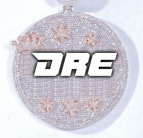 CUSTOM LETTER NECKLACE 3D BIG CROWN DISC