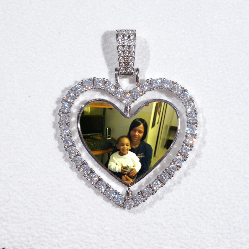 3D Spinning 2-Faced Heart Custom Picture Pendant