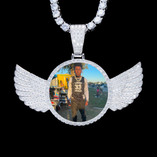 925S & VVS Moissanite 3D Wing Custom Picture Pendant
