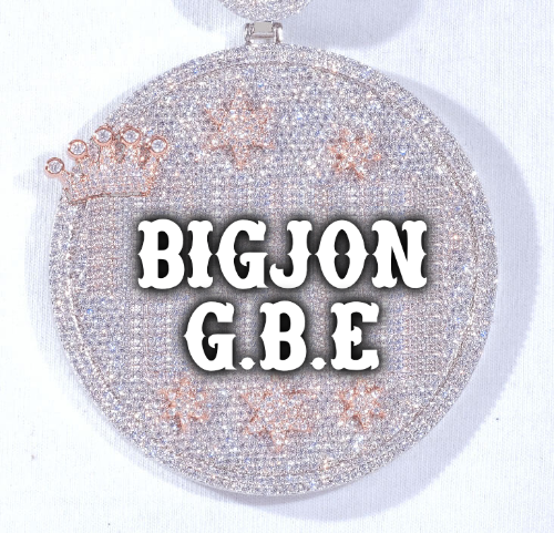 CUSTOM LETTER NECKLACE 3D BIG CROWN DISC