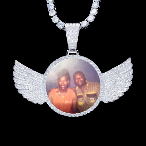 925S & VVS Moissanite 3D Wing Custom Picture Pendant
