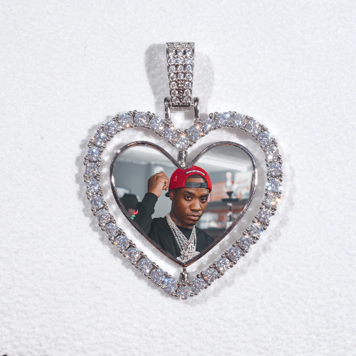 3D Spinning 2-Faced Heart Custom Picture Pendant