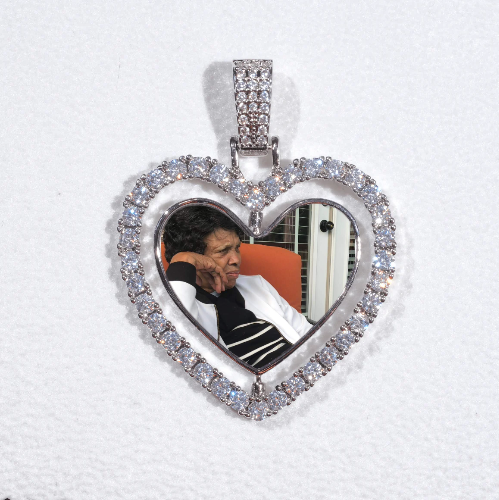 3D Spinning 2-Faced Heart Custom Picture Pendant