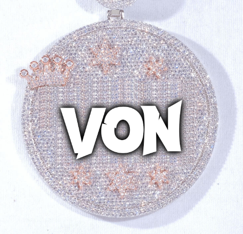 CUSTOM LETTER NECKLACE 3D BIG CROWN DISC