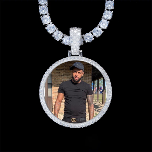 925S & VVS Moissanite 3D Circle Custom Picture Pendant