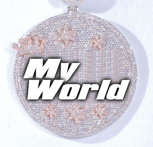 CUSTOM LETTER NECKLACE 3D BIG CROWN DISC