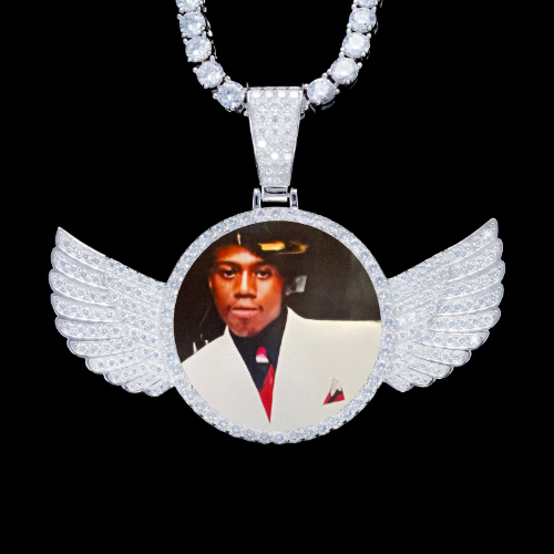 925S & VVS Moissanite 3D Wing Custom Picture Pendant