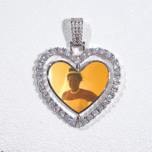 3D Spinning 2-Faced Heart Custom Picture Pendant