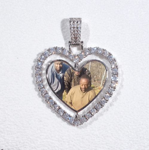 3D Spinning 2-Faced Heart Custom Picture Pendant