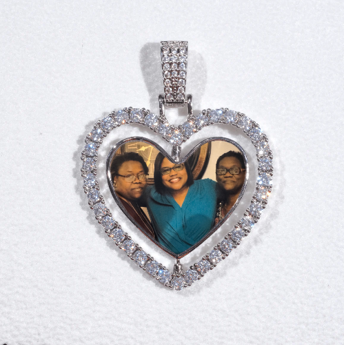 3D Spinning 2-Faced Heart Custom Picture Pendant