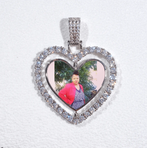 3D Spinning 2-Faced Heart Custom Picture Pendant