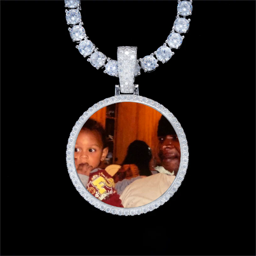 925S & VVS Moissanite 3D Circle Custom Picture Pendant
