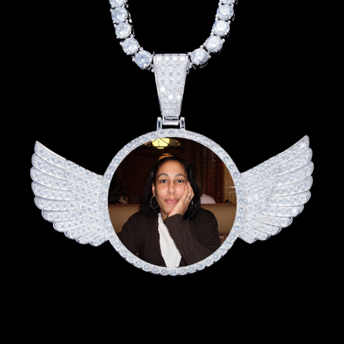 925S & VVS Moissanite 3D Wing Custom Picture Pendant