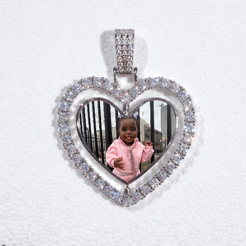 3D Spinning 2-Faced Heart Custom Picture Pendant