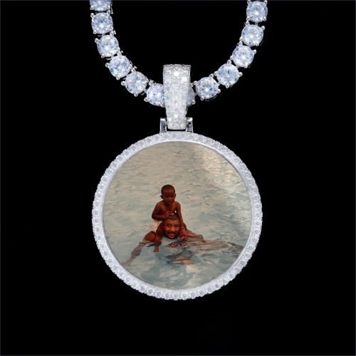 925S & VVS Moissanite 3D Circle Custom Picture Pendant