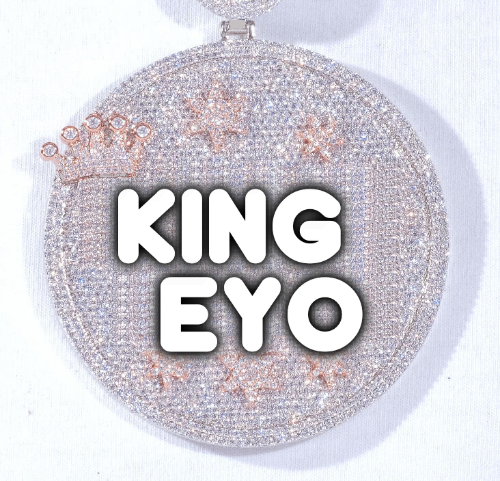 CUSTOM LETTER NECKLACE 3D BIG CROWN DISC