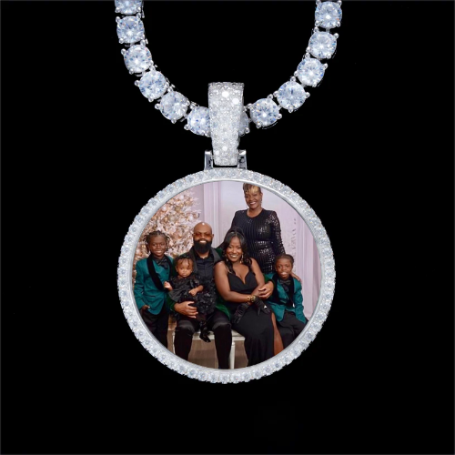 925S & VVS Moissanite 3D Circle Custom Picture Pendant