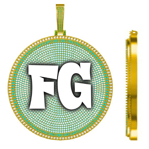 CUSTOM LETTER NECKLACE 3D BIG DISC