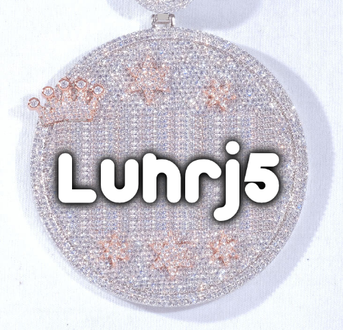 CUSTOM LETTER NECKLACE 3D BIG CROWN DISC
