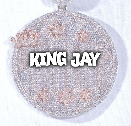 CUSTOM LETTER NECKLACE 3D BIG CROWN DISC